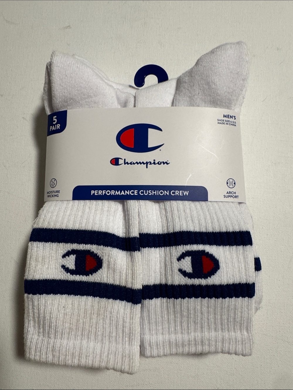 Champion Crew Socks Mens 5 Pack White